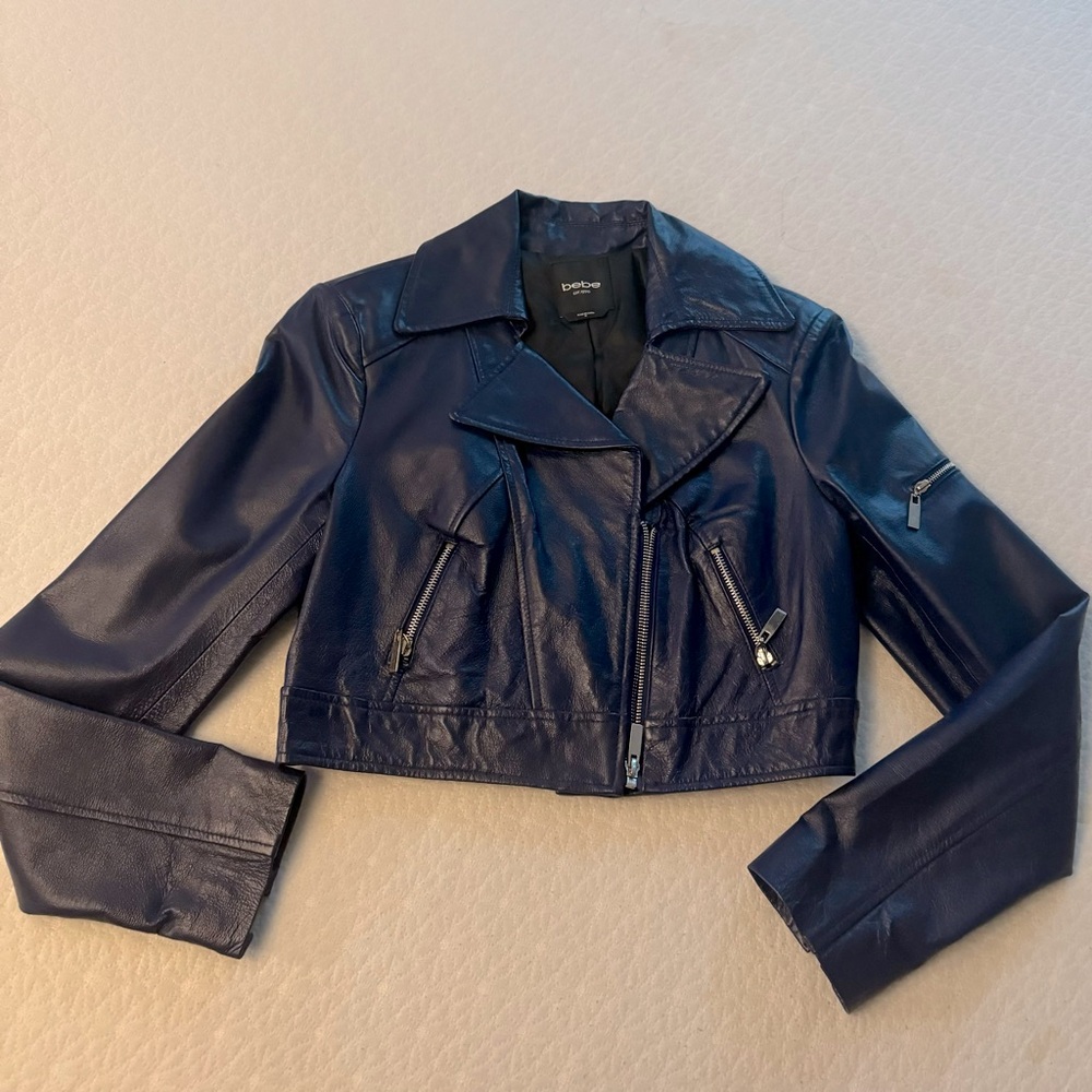 BEBE leather metallic blue